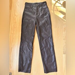 Express Brown/burgundy faux Leather Pants high-rise straight